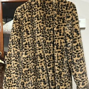 Leopard Print Faux Fur Coat